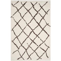 BERBER SHAG, CREME / BROWN, 4' X 6', Area Rug