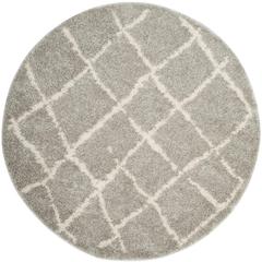 BERBER SHAG, LIGHT GREY / CREAM, 5'-1" X 5'-1" Round, Area Rug, BER162B-5R