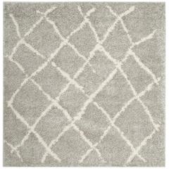 BERBER SHAG, LIGHT GREY / CREAM, 5'-1" X 5'-1" Square, Area Rug, BER162B-5SQ