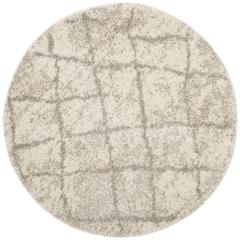 BERBER SHAG, CREAM / LIGHT GREY, 5'-1" X 5'-1" Round, Area Rug, BER162C-5R