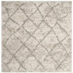 BERBER SHAG, CREAM / LIGHT GREY, 5'-1" X 5'-1" Square, Area Rug, BER162C-5SQ