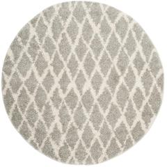BERBER SHAG, LIGHT GREY / CREAM, 5'-1" X 5'-1" Round, Area Rug, BER163B-5R