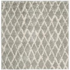 BERBER SHAG, LIGHT GREY / CREAM, 5'-1" X 5'-1" Square, Area Rug, BER163B-5SQ