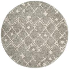 BERBER SHAG, LIGHT GREY / CREAM, 5'-1" X 5'-1" Round, Area Rug, BER164B-5R