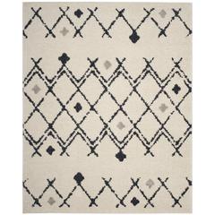 BERBER SHAG, CREAM / NAVY, 8' X 10', Area Rug