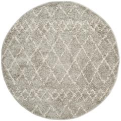 BERBER SHAG, LIGHT GREY / CREAM, 5'-1" X 5'-1" Round, Area Rug, BER165B-5R