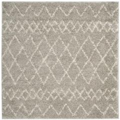 BERBER SHAG, LIGHT GREY / CREAM, 5'-1" X 5'-1" Square, Area Rug, BER165B-5SQ