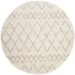 BERBER SHAG, CREAM / LIGHT GREY, 5'-1" X 5'-1" Round, Area Rug, BER165C-5R