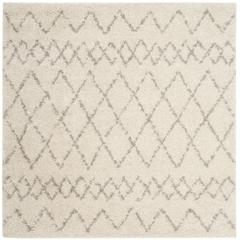 BERBER SHAG, CREAM / LIGHT GREY, 5'-1" X 5'-1" Square, Area Rug, BER165C-5SQ