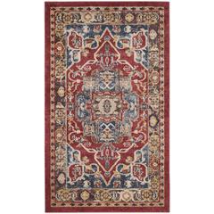 BIJAR, RED / ROYAL, 3' X 5', Area Rug, BIJ605R-3