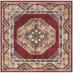 BIJAR, RED / RUST, 6'-7" X 6'-7" Square, Area Rug