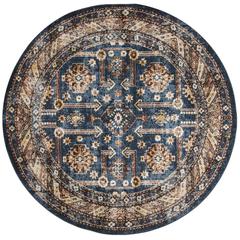BIJAR, ROYAL / IVORY, 6'-7" X 6'-7" Round, Area Rug