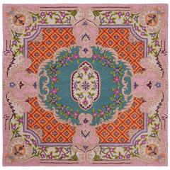 Bellagio, BLUE / PINK, 5' X 5' Square, Area Rug