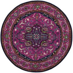 Bellagio, PINK / NAVY, 5' X 5' Round, Area Rug