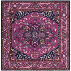 Bellagio, PINK / NAVY, 5' X 5' Square, Area Rug