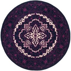 Bellagio, PURPLE / IVORY, 5' X 5' Round, Area Rug