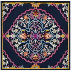 Bellagio, NAVY BLUE / MULTI, 5' X 5' Square, Area Rug, BLG605C-5SQ