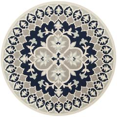 Bellagio, NAVY BLUE / IVORY, 5' X 5' Round, Area Rug