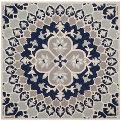 Bellagio, NAVY BLUE / IVORY, 5' X 5' Square, Area Rug