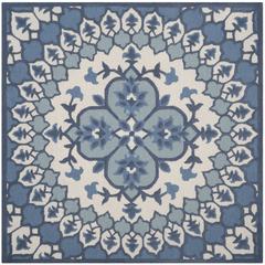 Bellagio, IVORY / BLUE, 5' X 5' Square, Area Rug