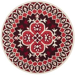 Bellagio, RED / IVORY, 5' X 5' Round, Area Rug
