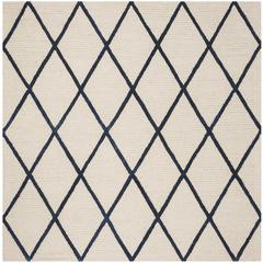 BLOSSOM, IVORY / NAVY, 6' X 6' Square, Area Rug