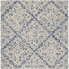 BLOSSOM, BLUE / IVORY, 6' X 6' Square, Area Rug, BLM103M-6SQ