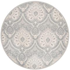 BLOSSOM, LIGHT GREY / IVORY, 6' X 6' Round, Area Rug, BLM106A-6R