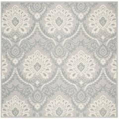 BLOSSOM, LIGHT GREY / IVORY, 6' X 6' Square, Area Rug, BLM106A-6SQ