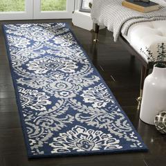 BLOSSOM, NAVY / IVORY, 2'-3" X 8', Area Rug