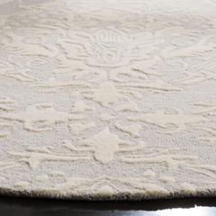 BLOSSOM, LIGHT GREY / IVORY, 6' X 6' Round, Area Rug, BLM107A-6R