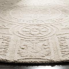BLOSSOM, LIGHT GREY / IVORY, 6' X 6' Round, Area Rug, BLM109F-6R
