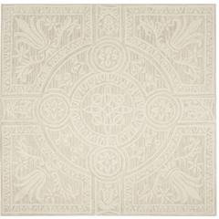 BLOSSOM, LIGHT GREY / IVORY, 6' X 6' Square, Area Rug, BLM109F-6SQ
