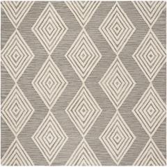 BLOSSOM, DARK GREY / IVORY, 6' X 6' Square, Area Rug