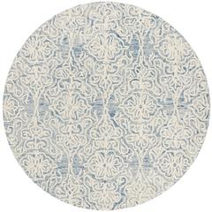 BLOSSOM, BLUE / IVORY, 6' X 6' Round, Area Rug, BLM112M-6R