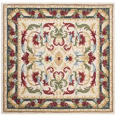 BLOSSOM, IVORY / GREEN, 6' X 6' Square, Area Rug