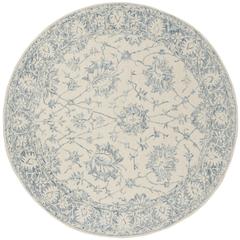 BLOSSOM, IVORY / BLUE, 6' X 6' Round, Area Rug, BLM351A-6R