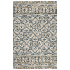 BLOSSOM, LIGHT BEIGE / BLUE, 4' X 6', Area Rug