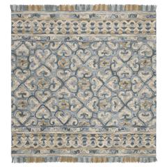 BLOSSOM, LIGHT BEIGE / BLUE, 6' X 6' Square, Area Rug