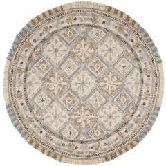 BLOSSOM, BEIGE / LIGHT BLUE, 6' X 6' Round, Area Rug