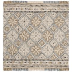 BLOSSOM, BEIGE / LIGHT BLUE, 6' X 6' Square, Area Rug