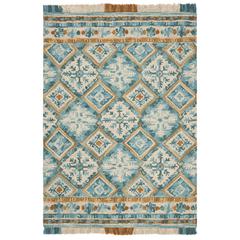 BLOSSOM, IVORY / TEAL, 4' X 6', Area Rug