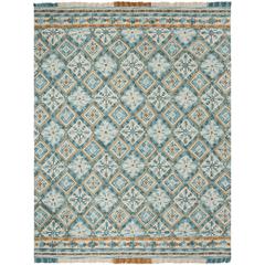 BLOSSOM, IVORY / TEAL, 8' X 10', Area Rug