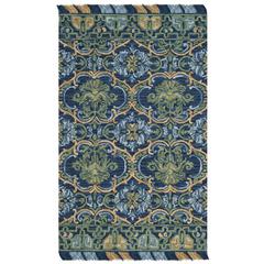 BLOSSOM, NAVY / GREEN, 5' X 8', Area Rug