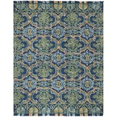 BLOSSOM, NAVY / GREEN, 8' X 10', Area Rug