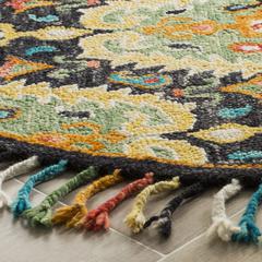 BLOSSOM, CHARCOAL / GOLD, 6' X 6' Round, Area Rug