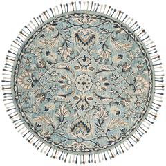 BLOSSOM, BLUE / IVORY, 6' X 6' Round, Area Rug, BLM457M-6R