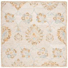 BLOSSOM, BEIGE / SAGE, 6' X 6' Square, Area Rug