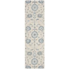 BLOSSOM, SILVER / BLUE, 2'-3" X 8', Area Rug