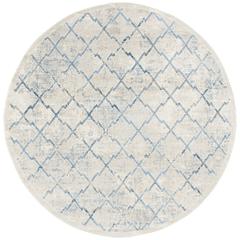 BRENTWOOD, LIGHT GREY / BLUE, 6'-7" X 6'-7" Round, Area Rug, BNT809G-7R